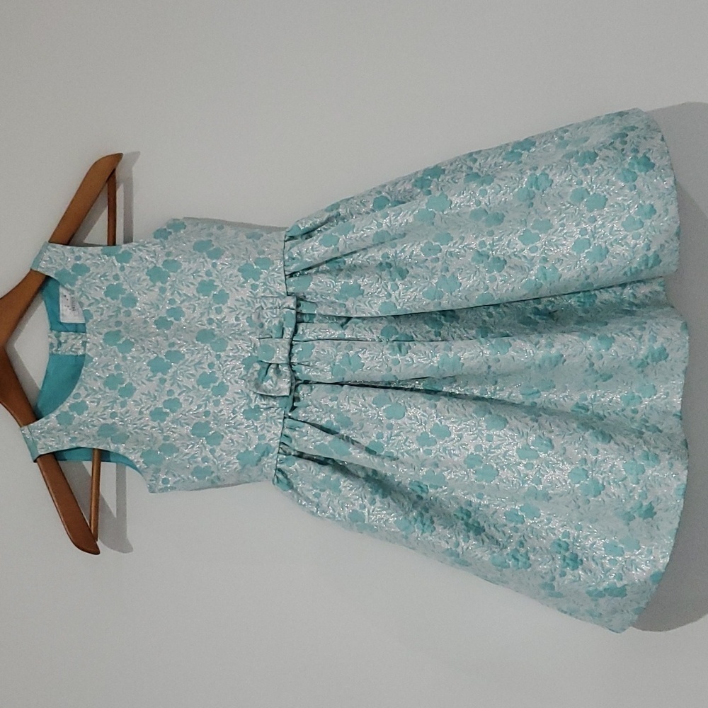 GYMBOREE Silver & Teal brocade Party Special Occasion Dress size 6